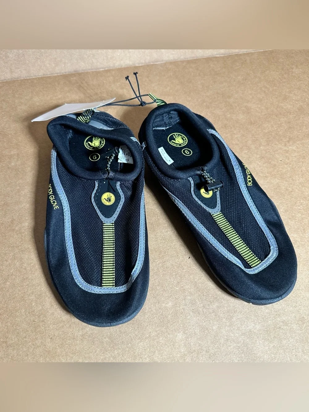 Boys Water Shoes Size 6, Black, Quick-Dry Slip-On, New
